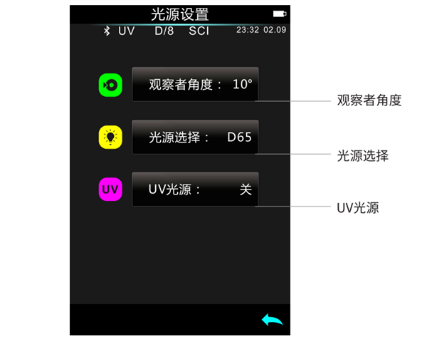 色差仪光源设置界面